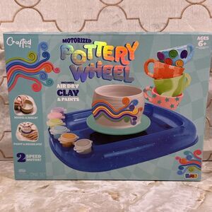 KIDS POTTERY WHEEL KIT CRAFTED BY U. NEW! Ages 6+. Clay, Paint, Wheel 2 Speeds